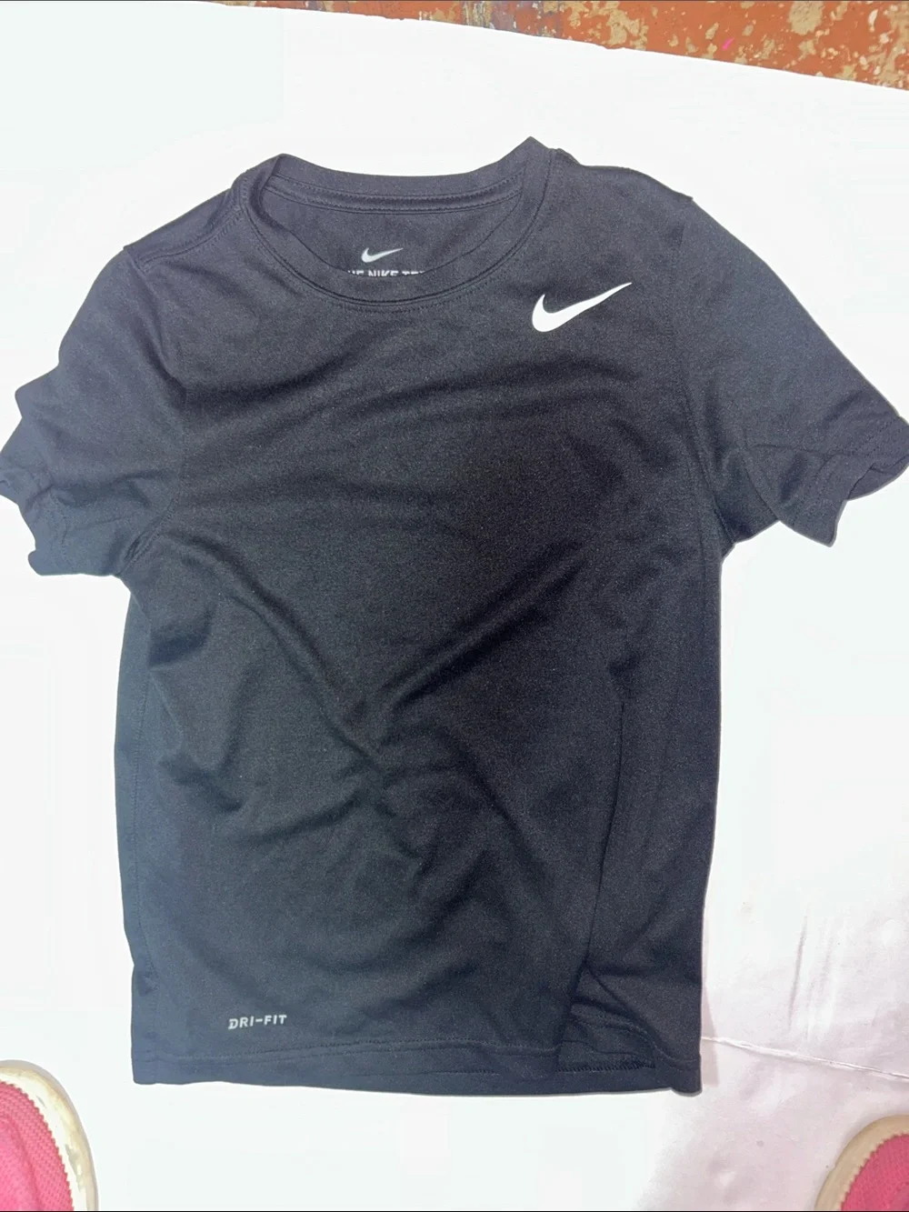 Nike Black Short Sleeve Dri-FIT Crew Tee with White Swoosh